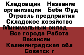 Кладовщик › Название организации ­ Беби Фуд › Отрасль предприятия ­ Складское хозяйство › Минимальный оклад ­ 1 - Все города Работа » Вакансии   . Калининградская обл.,Советск г.